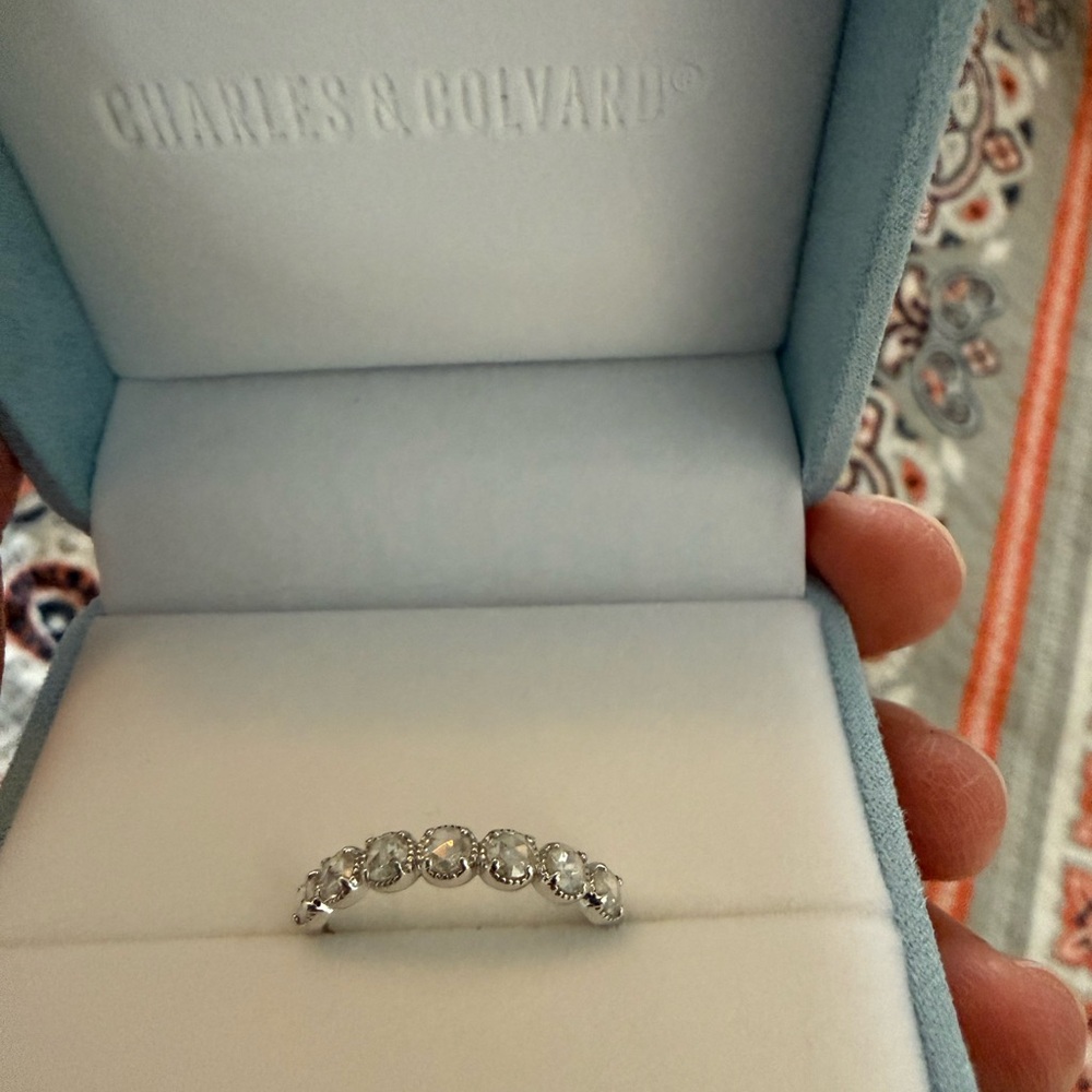 Charles & Colvard White Gold Moissanite 3MM Milgrain White Gold Band